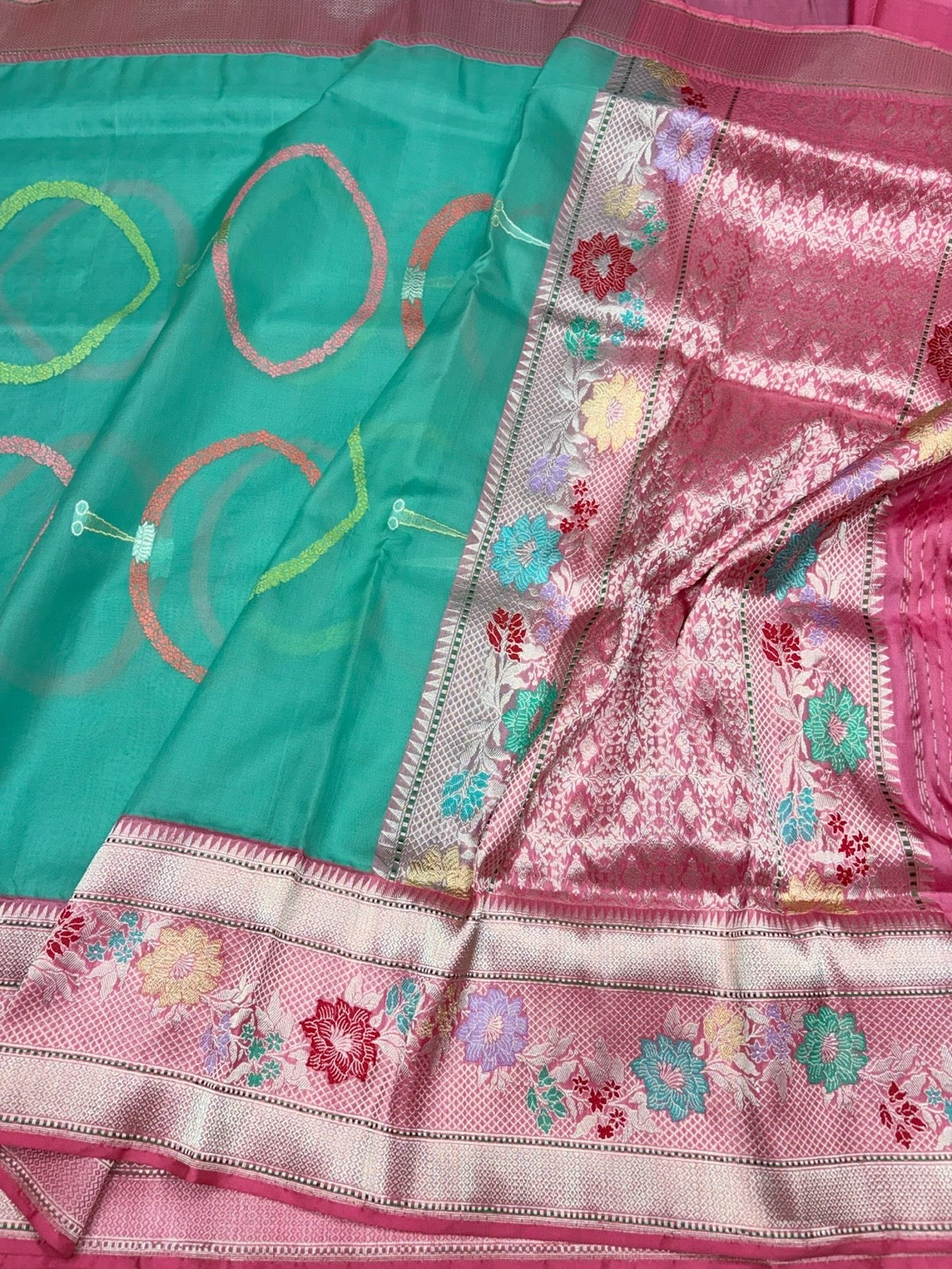 Sea Green Handwoven Pure Organza Silk Saree