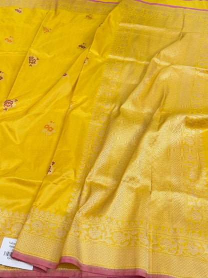 Yellow Handwoven Pure Banarasi Silk Saree