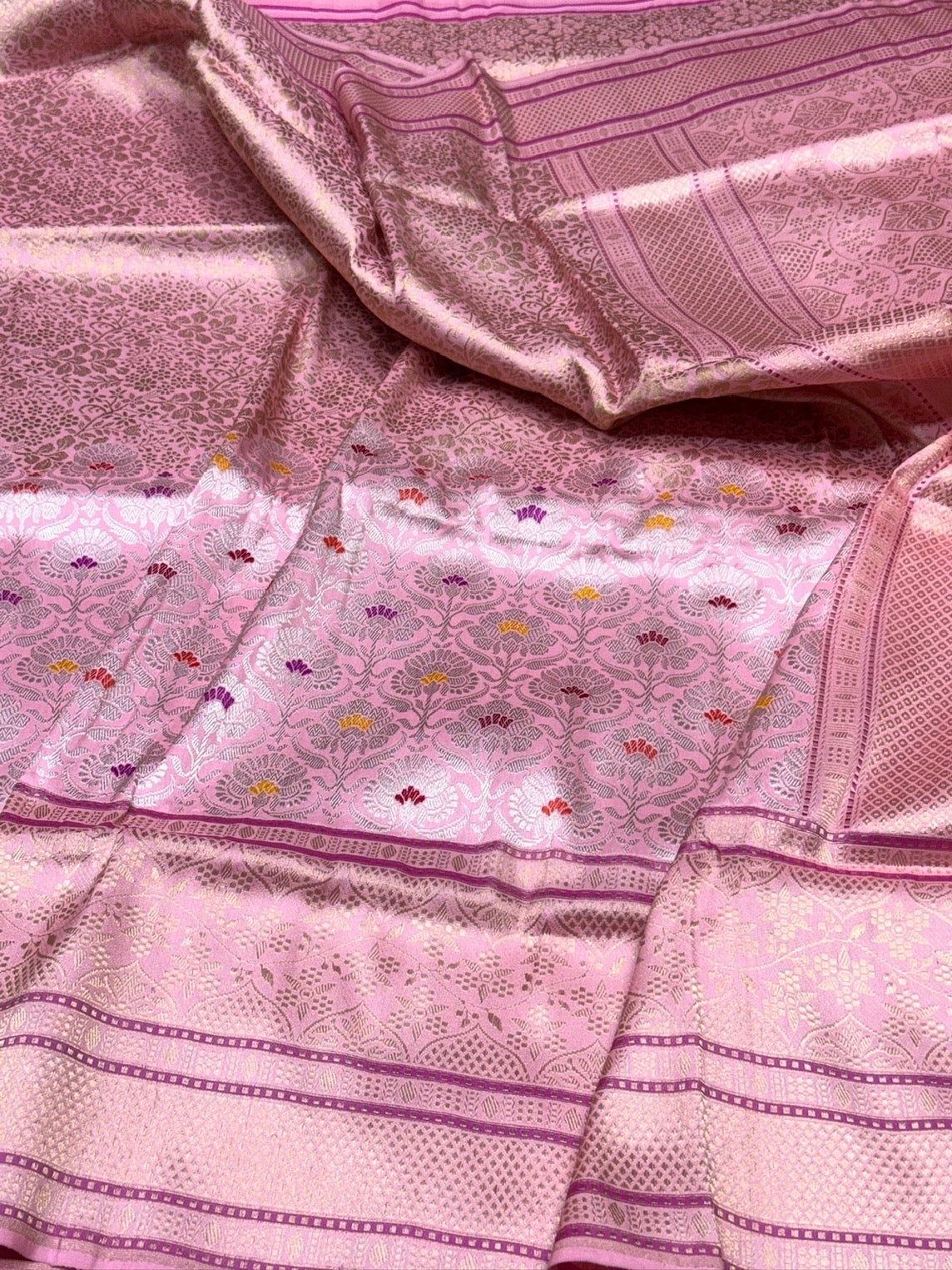 Barbie Pink Handwoven Pure Banarasi Silk Saree