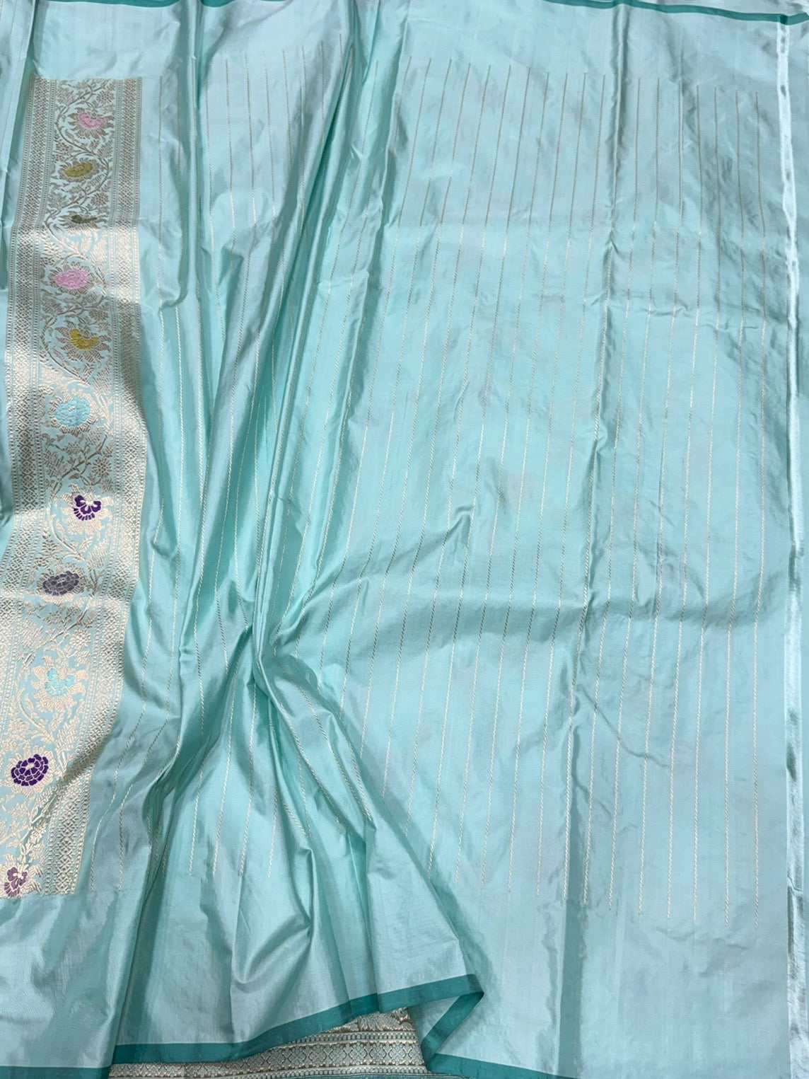 Sky Blue Handwoven Pure Banarasi Silk Saree