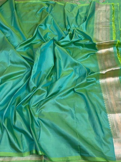 Sea Green Banarasi Minakari Pure Katan Silk Saree