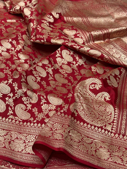 Red Handwoven Pure Banarasi Silk Saree