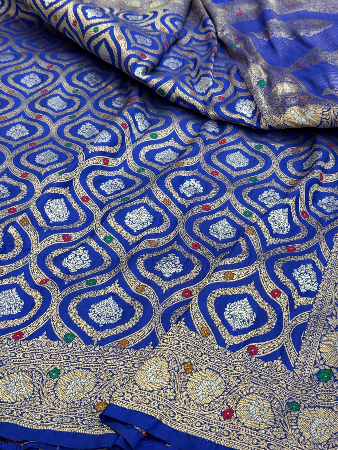 Royal Blue Banarasi Minakari Pure Katan Silk Saree | Pure Silk | Minakari Work | Cutwork Technique | Banarasi Katan Silk Saree