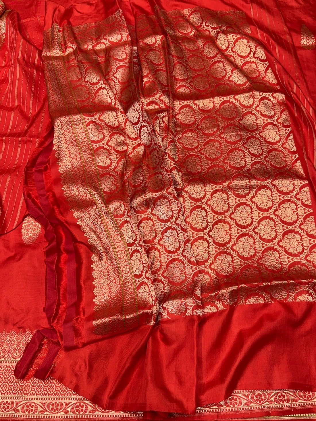 Orange Handwoven Pure Banarasi Ektara Silk Saree