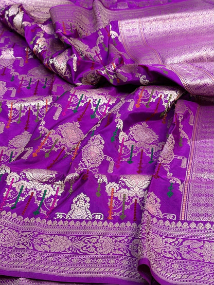 Magenta Pink Handwoven Pure Banarasi Silk Saree