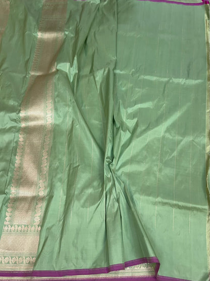 Pista Green Handwoven Banarasi Pure Katan Silk  Saree