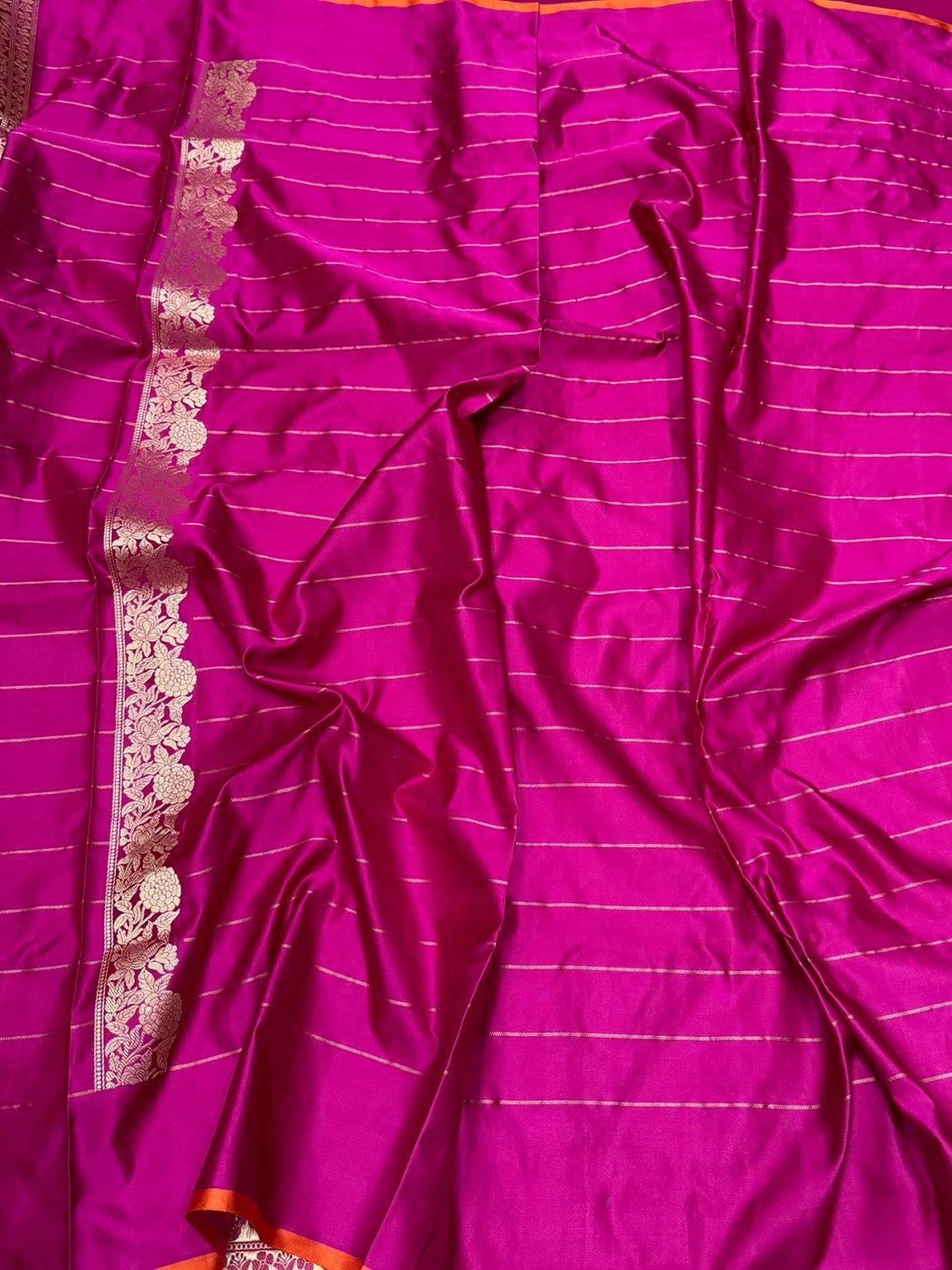 Rani Pink Handwoven Pure Banarasi Satin Silk Saree