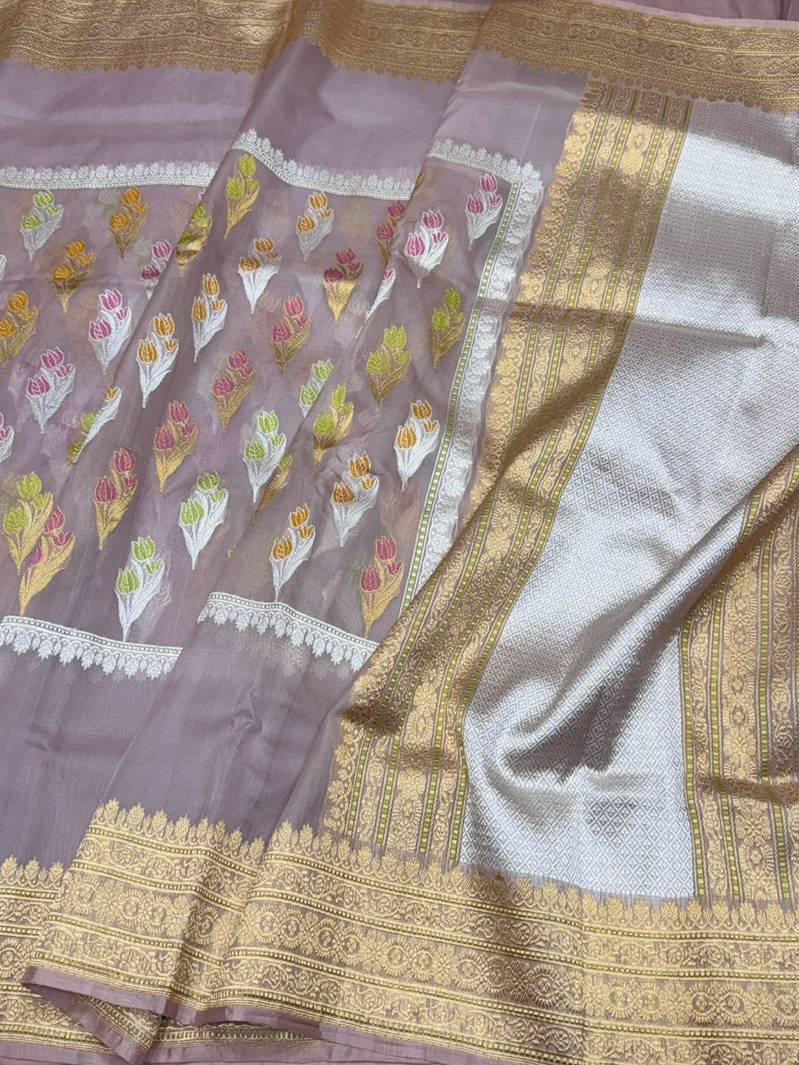 Mauve Handwoven Pure Organza Silk Saree