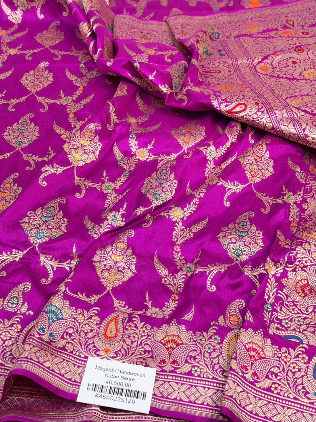 Magenta Pink Handwoven Pure Banarasi Katan Silk Saree
