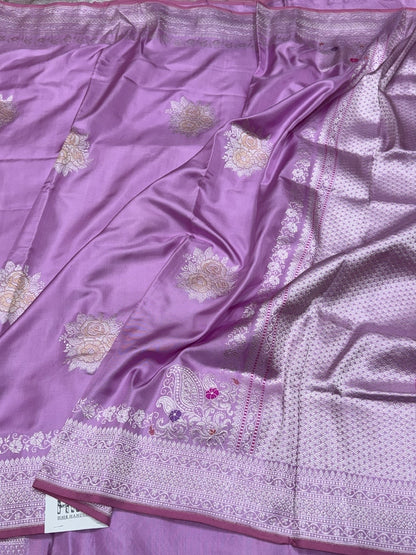Lavender Handwoven Pure Banarasi Ektara Silk Saree