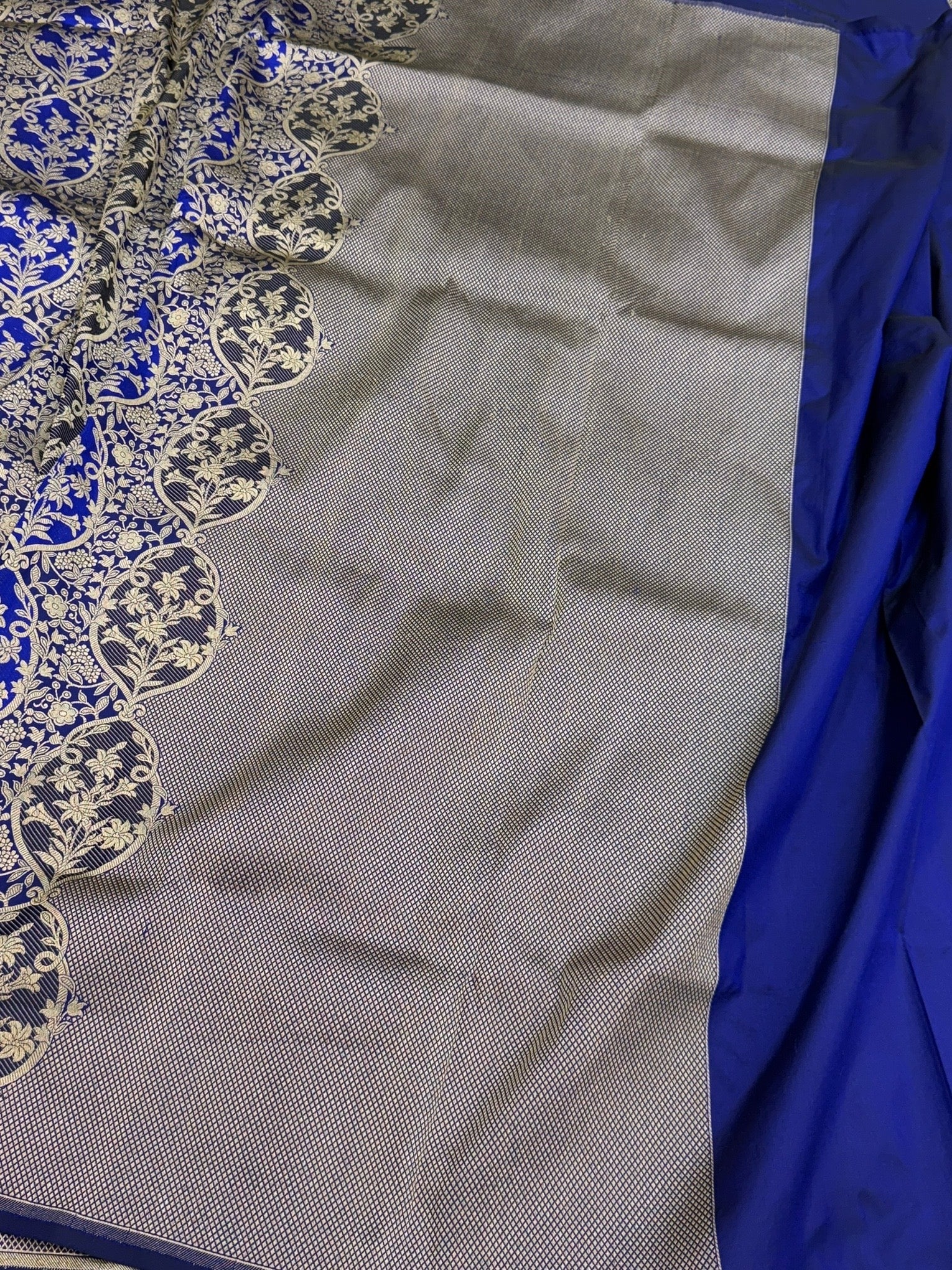 Royal Blue Banarasi Minakari Pure Katan Silk Brocade Saree – Rich Traditional Weave