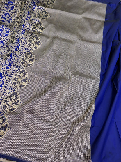 Royal Blue Banarasi Minakari Pure Katan Silk Brocade Saree – Rich Traditional Weave