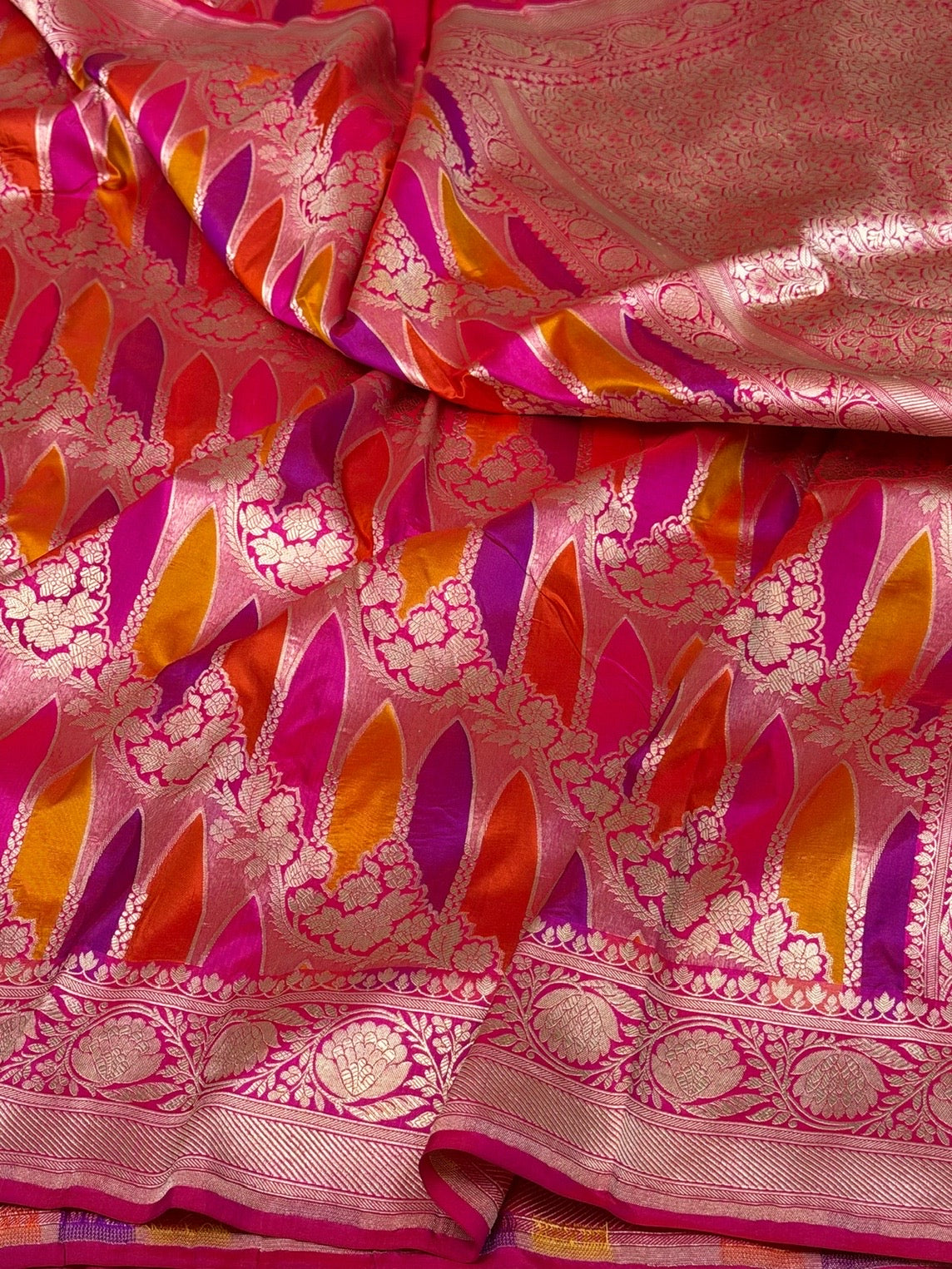 Rani Pink  Rangkaat Banarasi Pure Katan Silk Saree