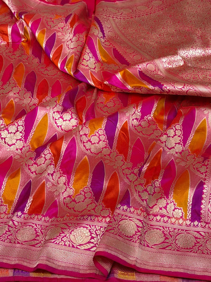 Rani Pink  Rangkaat Banarasi Pure Katan Silk Saree