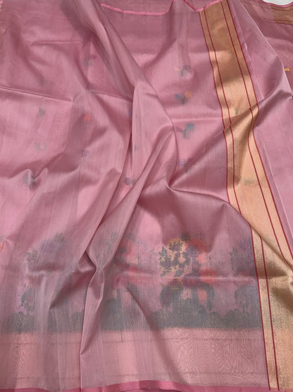 Gajiri Pink Handwoven Pure Banarasi Organza Silk Saree