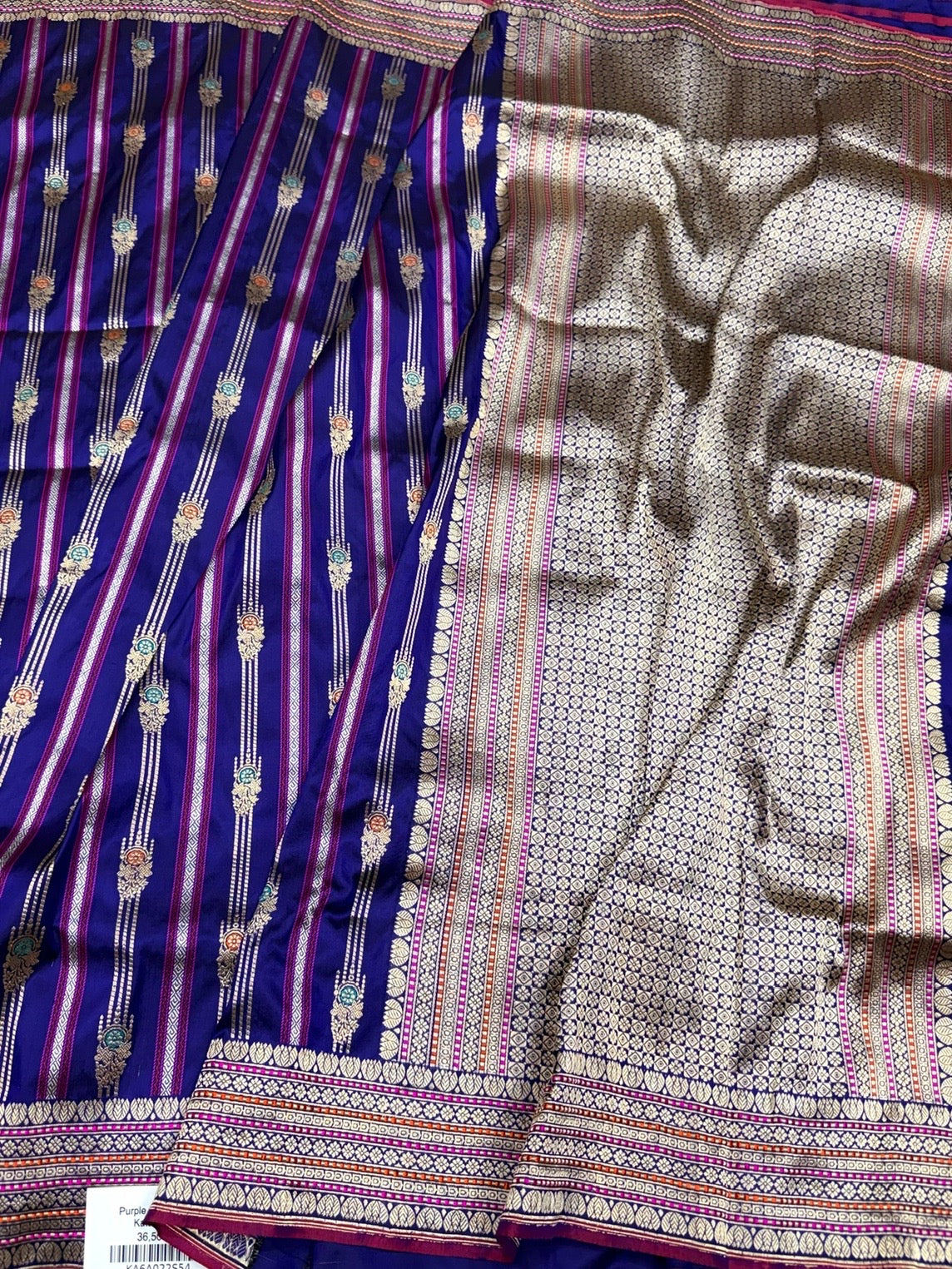 Royal Blue Handwoven Pure Banarasi Silk Saree – Kadwa Weave in 100% Katan Mulberry Silk