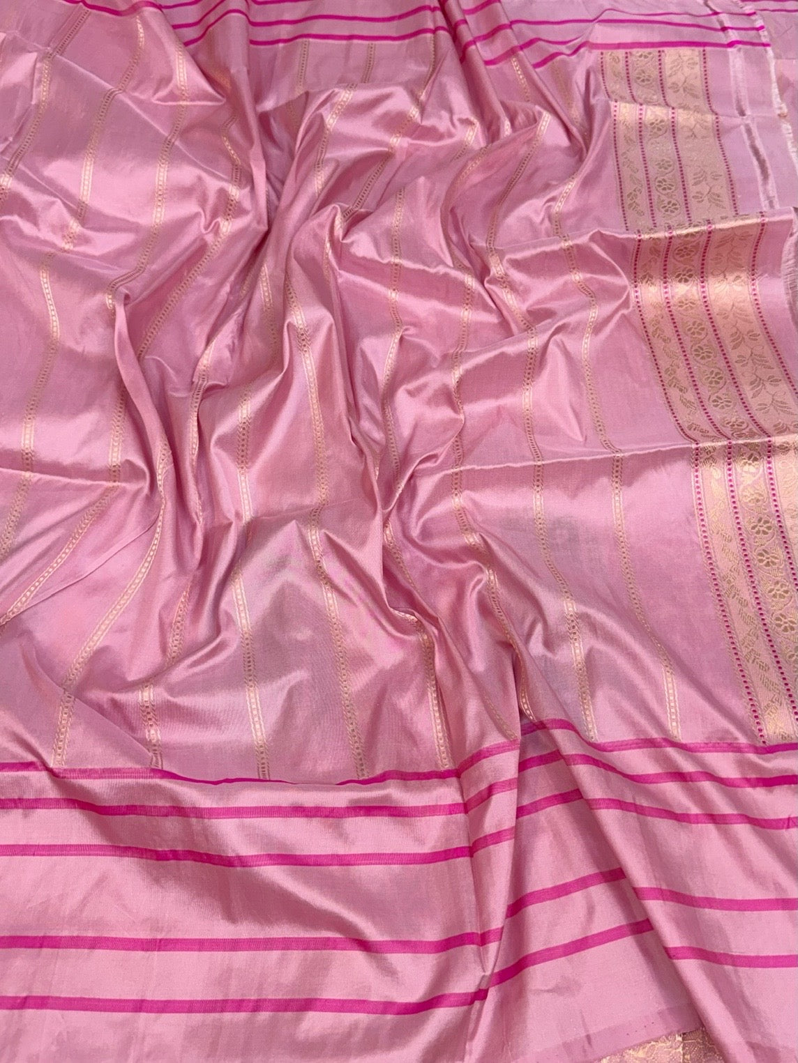Baby Pink Handwoven Pure Banarasi Silk Saree