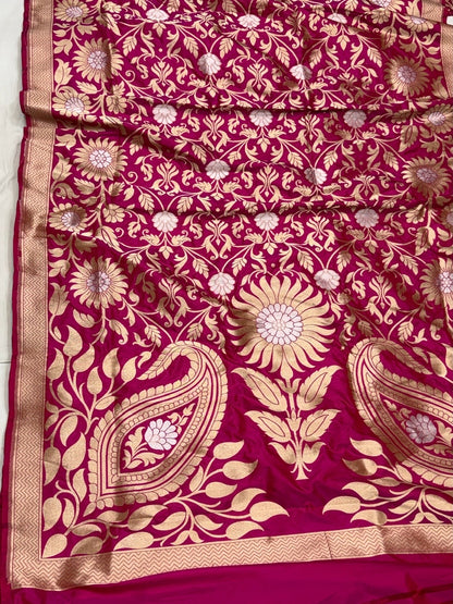 Rani Pink Banarasi Sona Rupa Pure Silk Saree