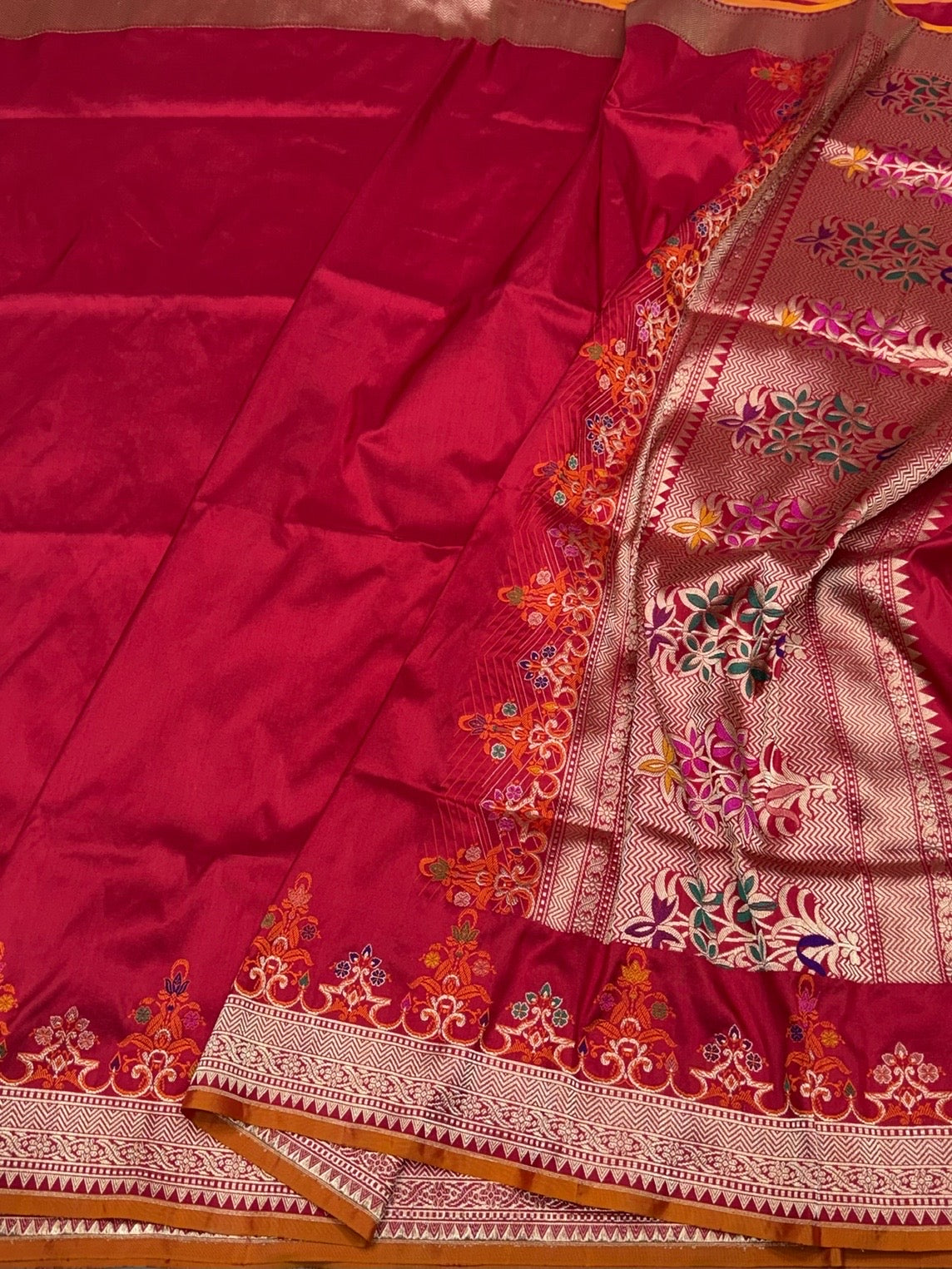 Red Handwoven Pure Banarasi Silk Saree – Kadwa Katan Mulberry Silk | Authentic Banaras Handloom