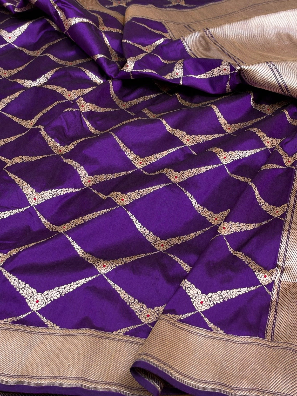 Purple Handwoven Pure Katan Silk Banarasi Saree
