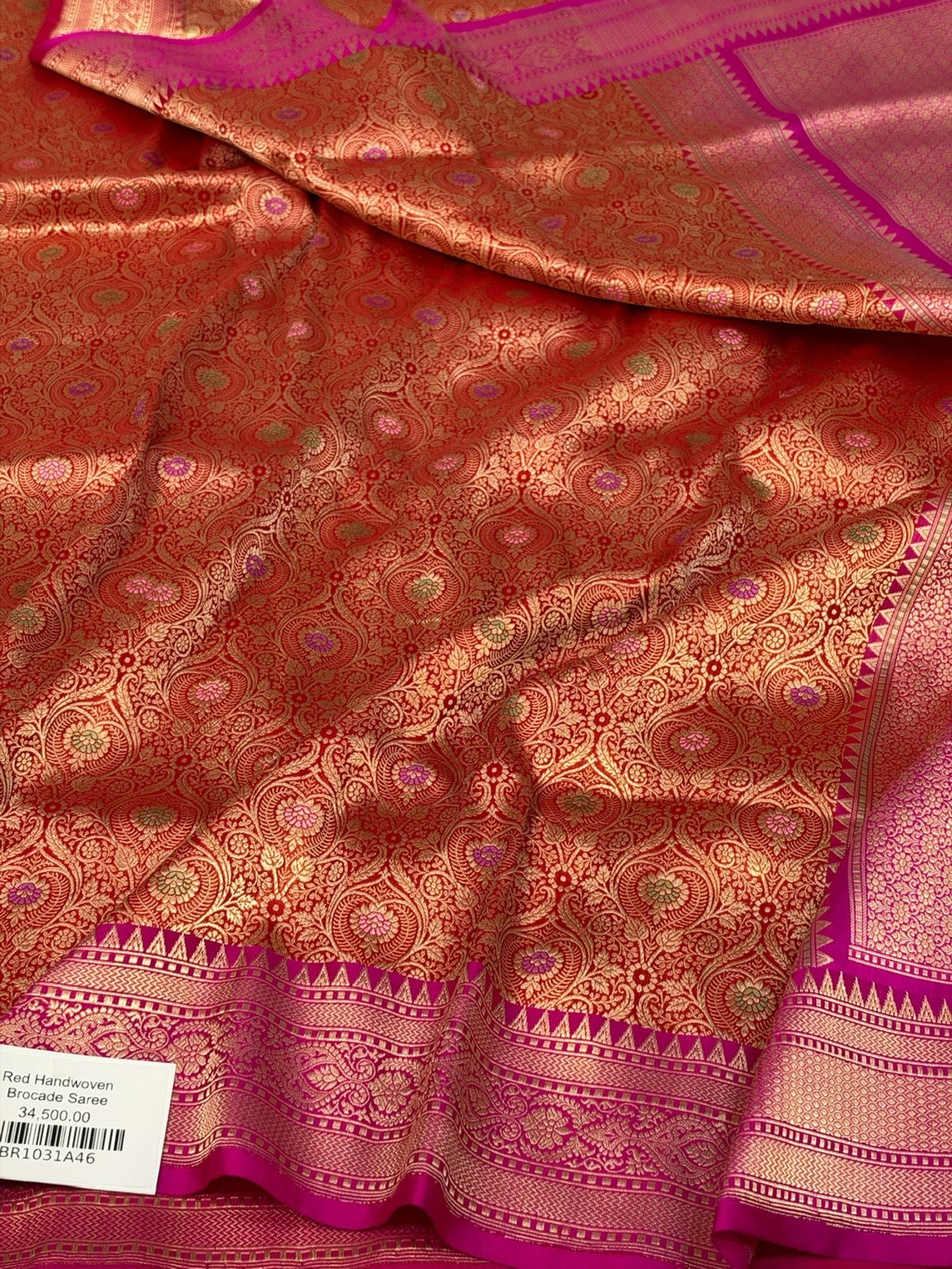 Red Handwoven Pure Banarasi Silk Brocade Saree