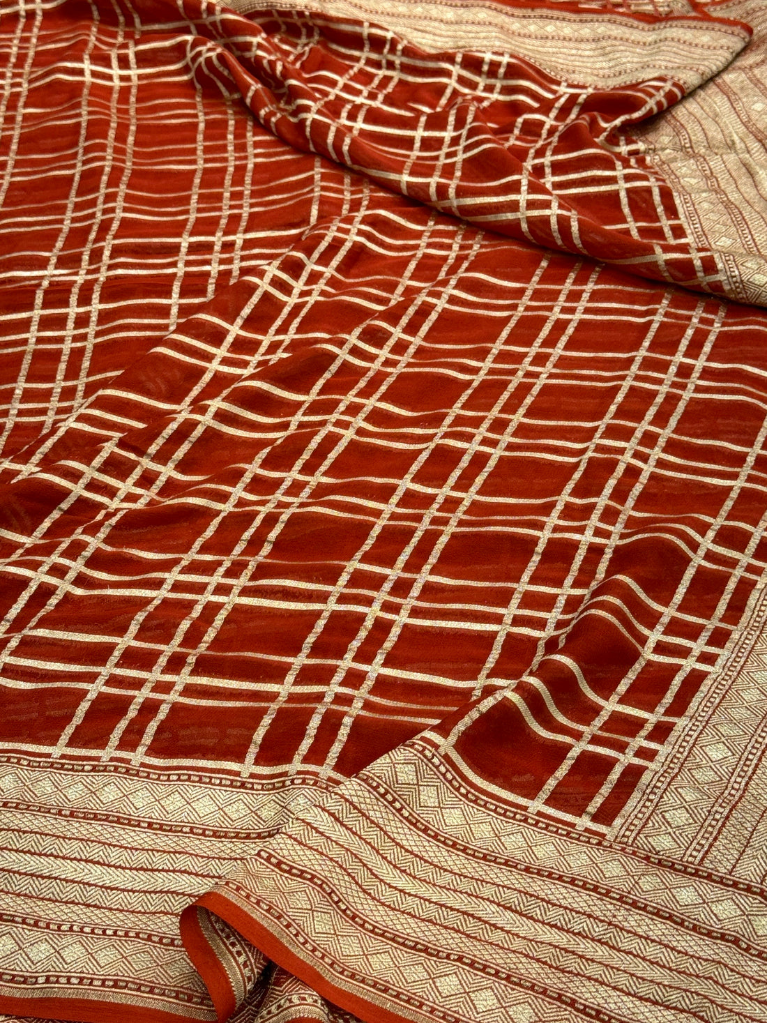 Rustic Orange Banarasi Chiffon Georgette Saree