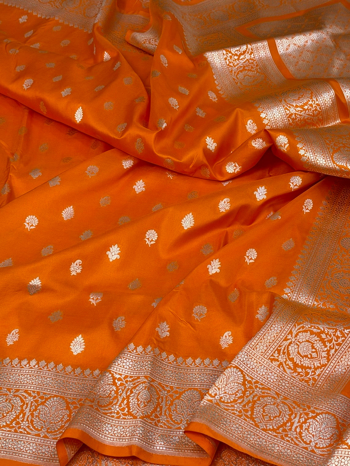Orange Banarasi Pure Katan Silk Saree