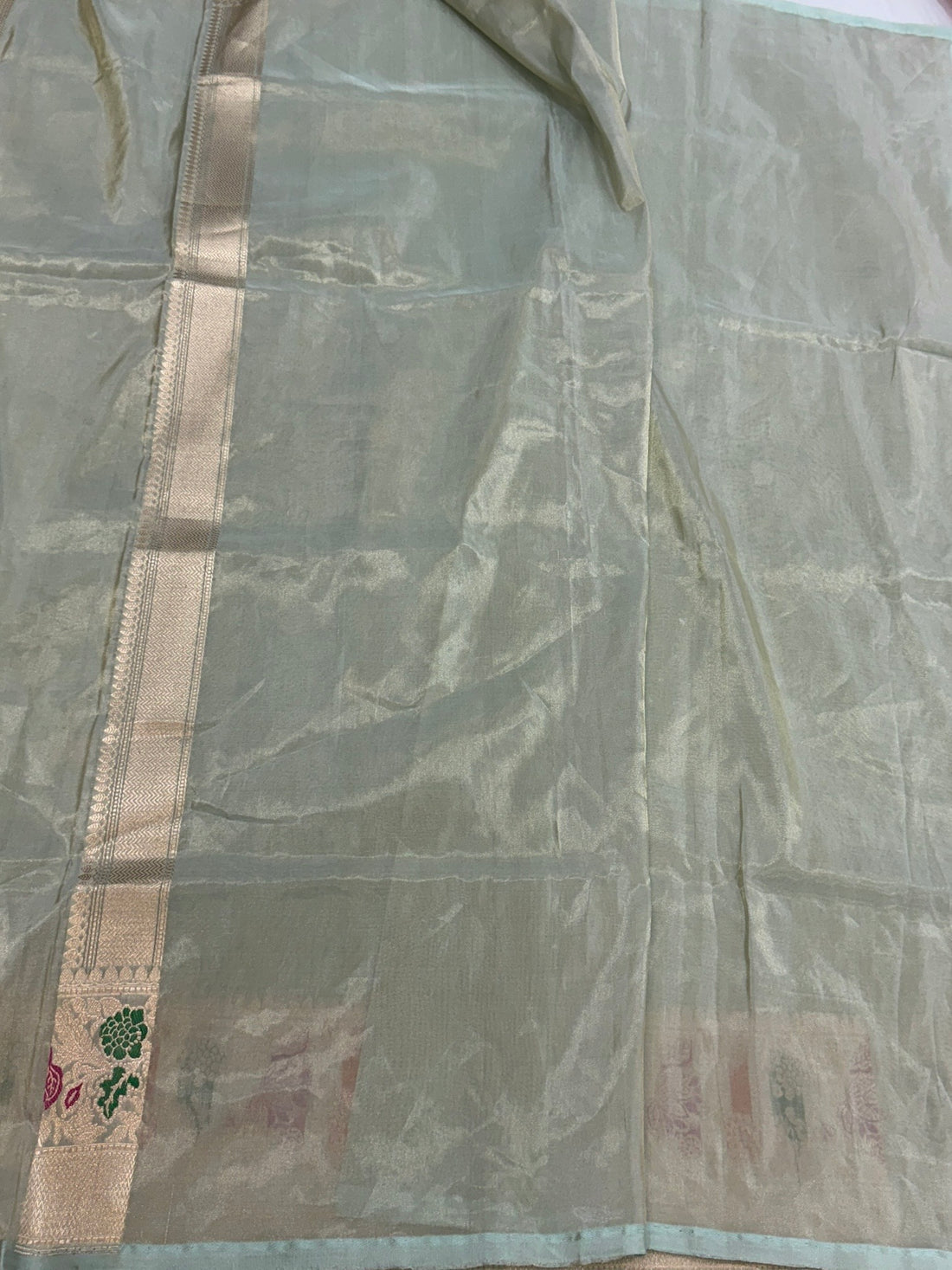 Pista Handwoven Pure Banarasi Tissue Silk Saree