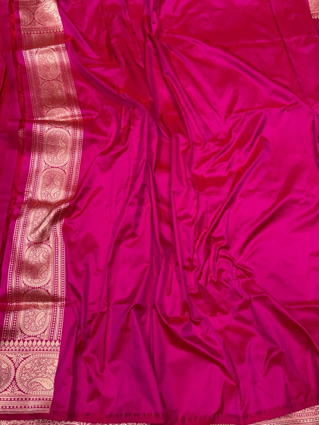 Rani Pink Handwoven Pure Banarasi Silk Saree