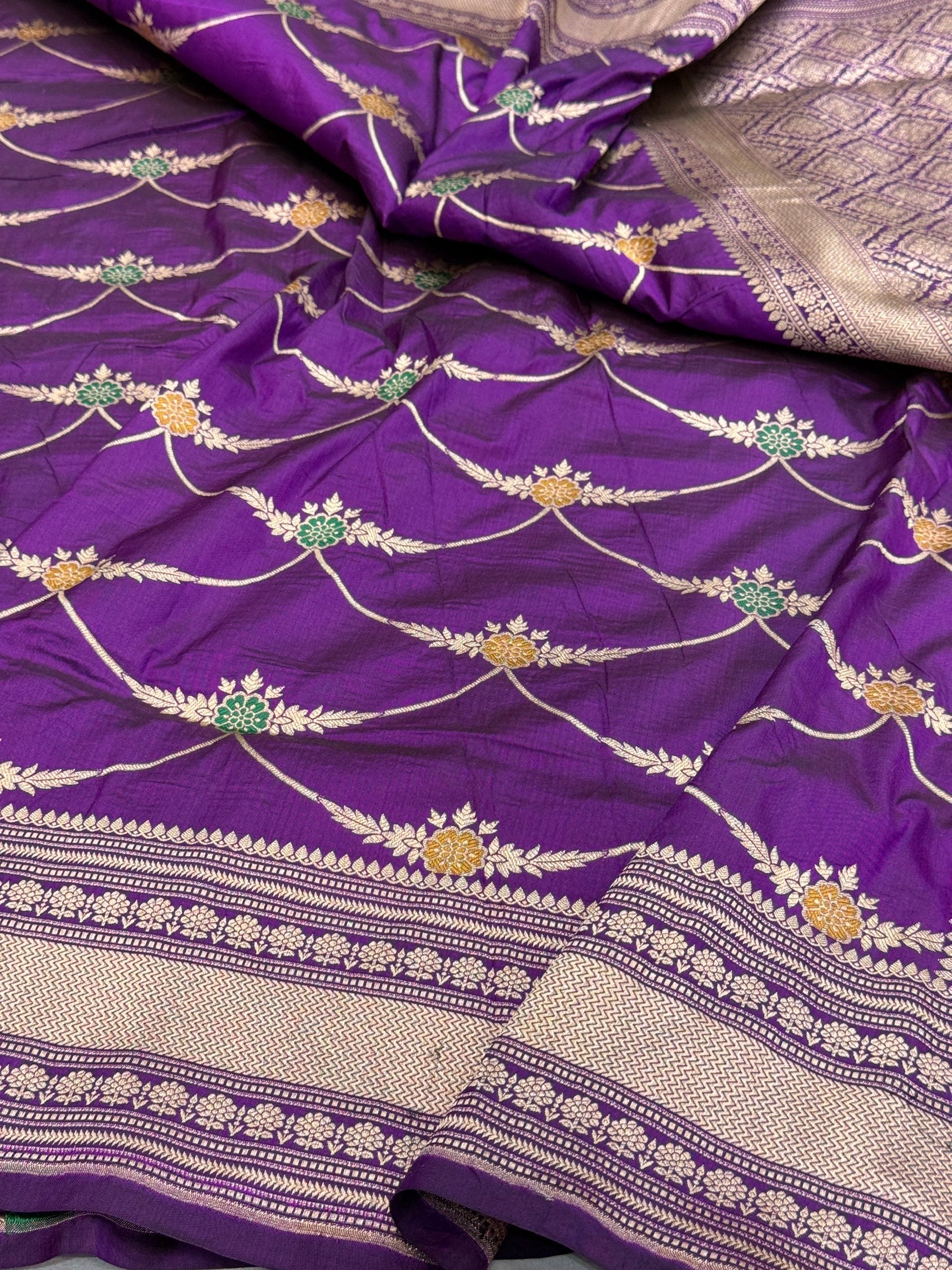 Yellow Banarasi Minakari Pure Katan Silk Saree | Pure Silk | Minakari Work | Cutwork Technique | Banarasi Katan Silk Saree