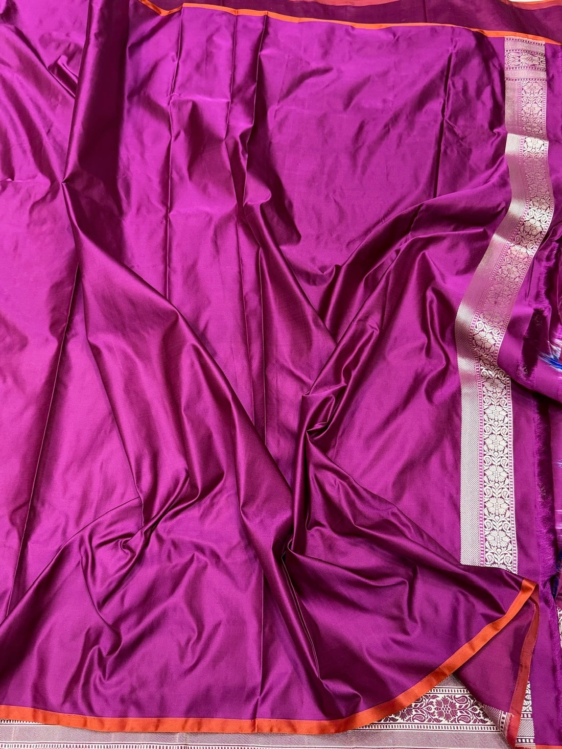 Magenta Pink Handwoven Pure Banarasi Satin Silk Saree
