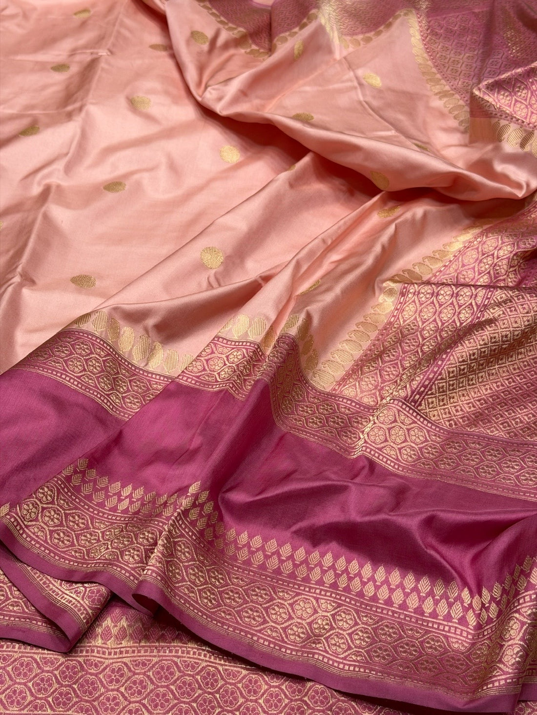 Peach Handwoven Pure Banarasi Ektara Silk Saree