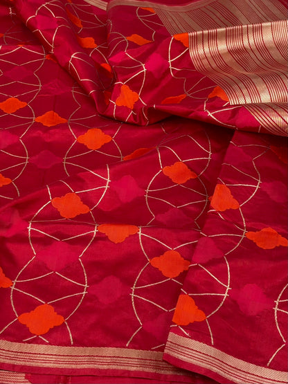 Red Handwoven Pure Banarasi Katan Silk Saree