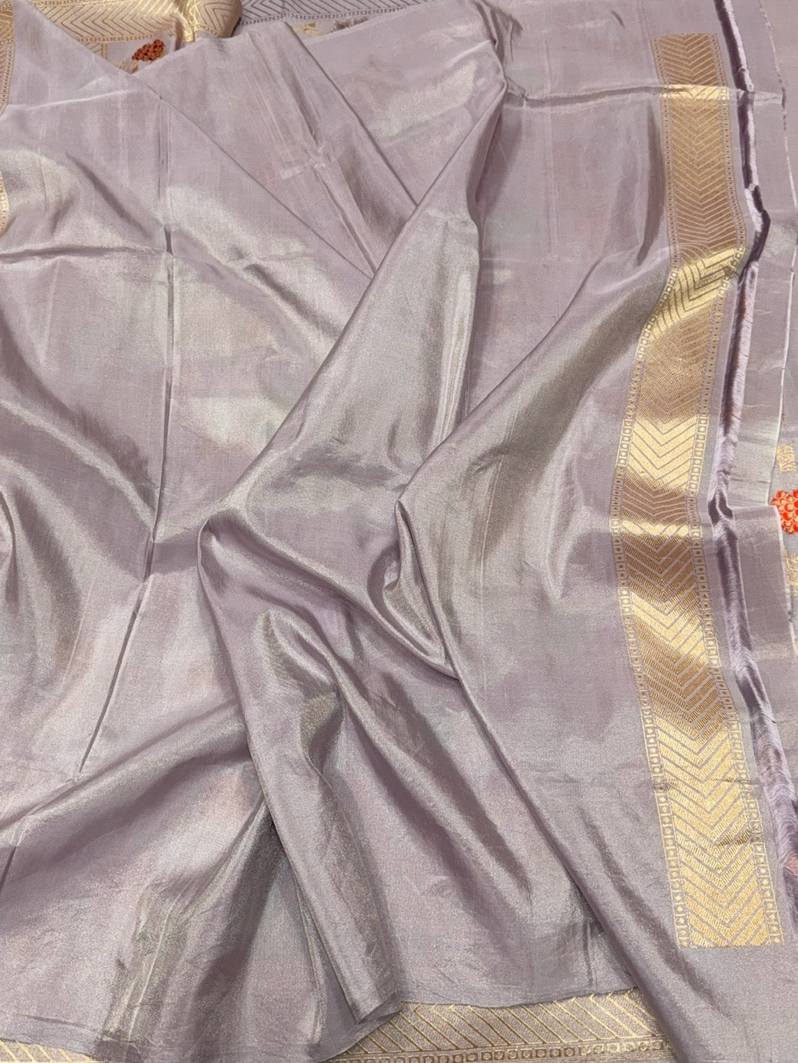 Dusty Lavender Handwoven Pure Banarasi Silk Saree
