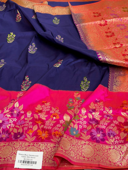 Rani Pink Handwoven Pure Banarasi Silk Saree in Kadwa Weave