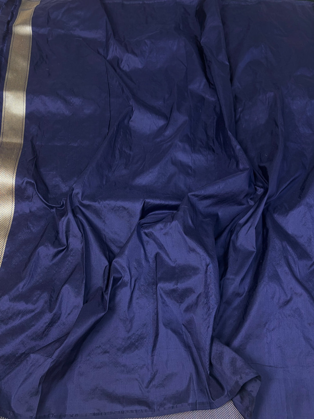 Navy Blue Handwoven Pure Katan Silk Banarasi Saree