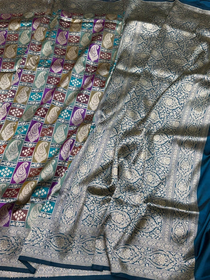 Banarasi Pure Rangkaat Silk Saree – Cutwork Weave in 100% Pure Katan Silk