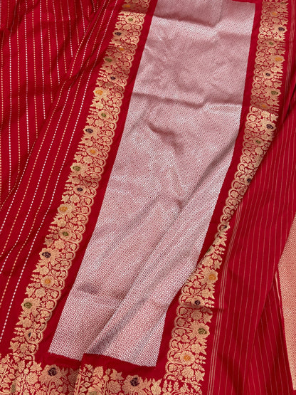Handwoven Pure Banarasi Silk Saree – Kadwa Weave in 100% Katan Mulberry Silk