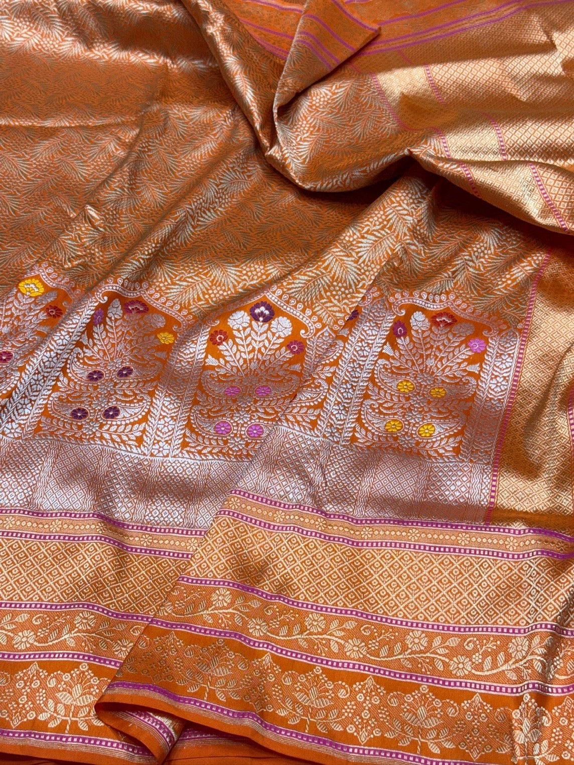 Orange Handwoven Pure Banarasi Silk Saree