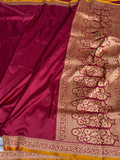 Maroon Handwoven Banarasi Pure Silk Saree