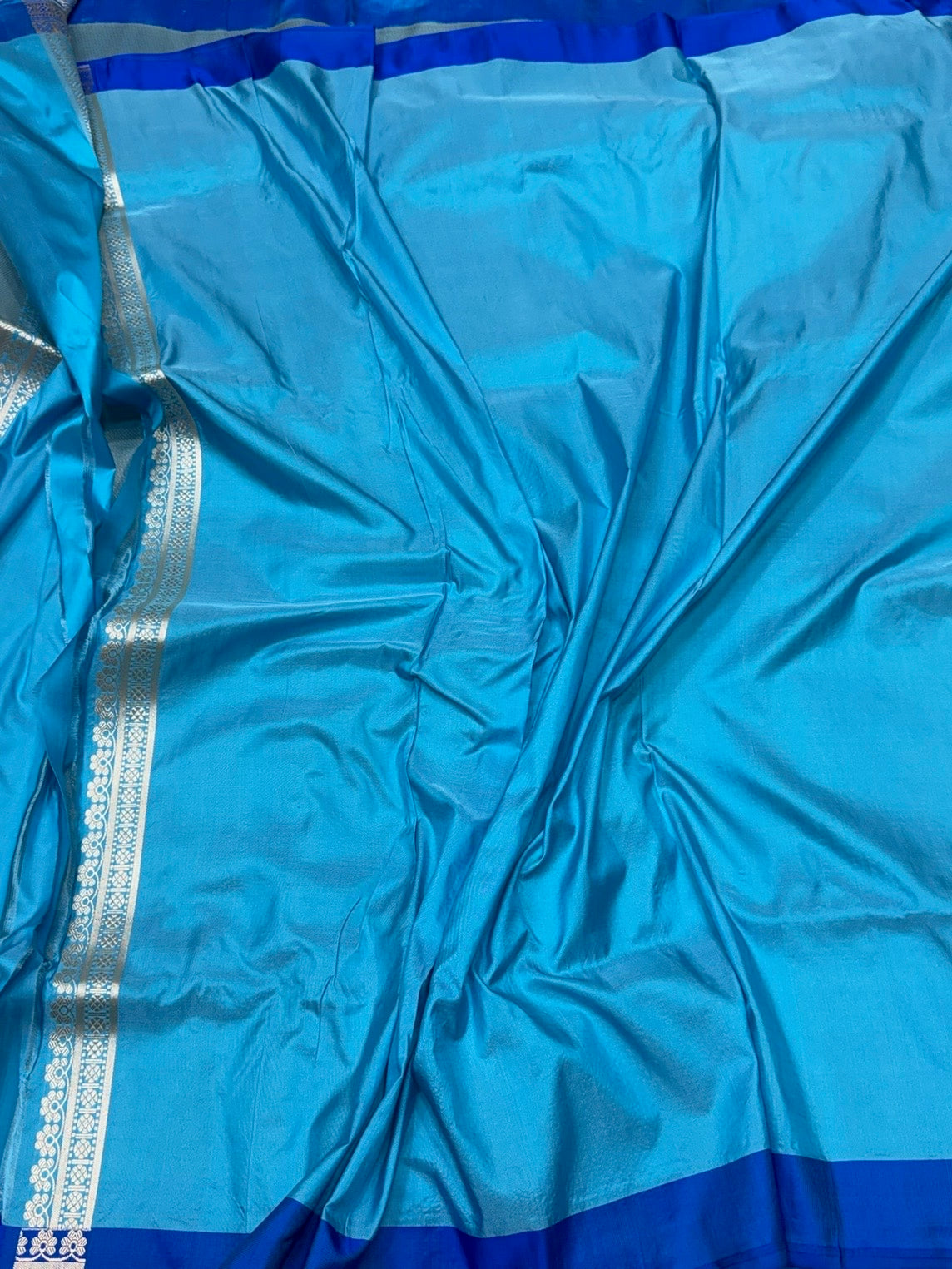 Sky Blue Handwoven Banarasi Pure Silk Brocade Saree