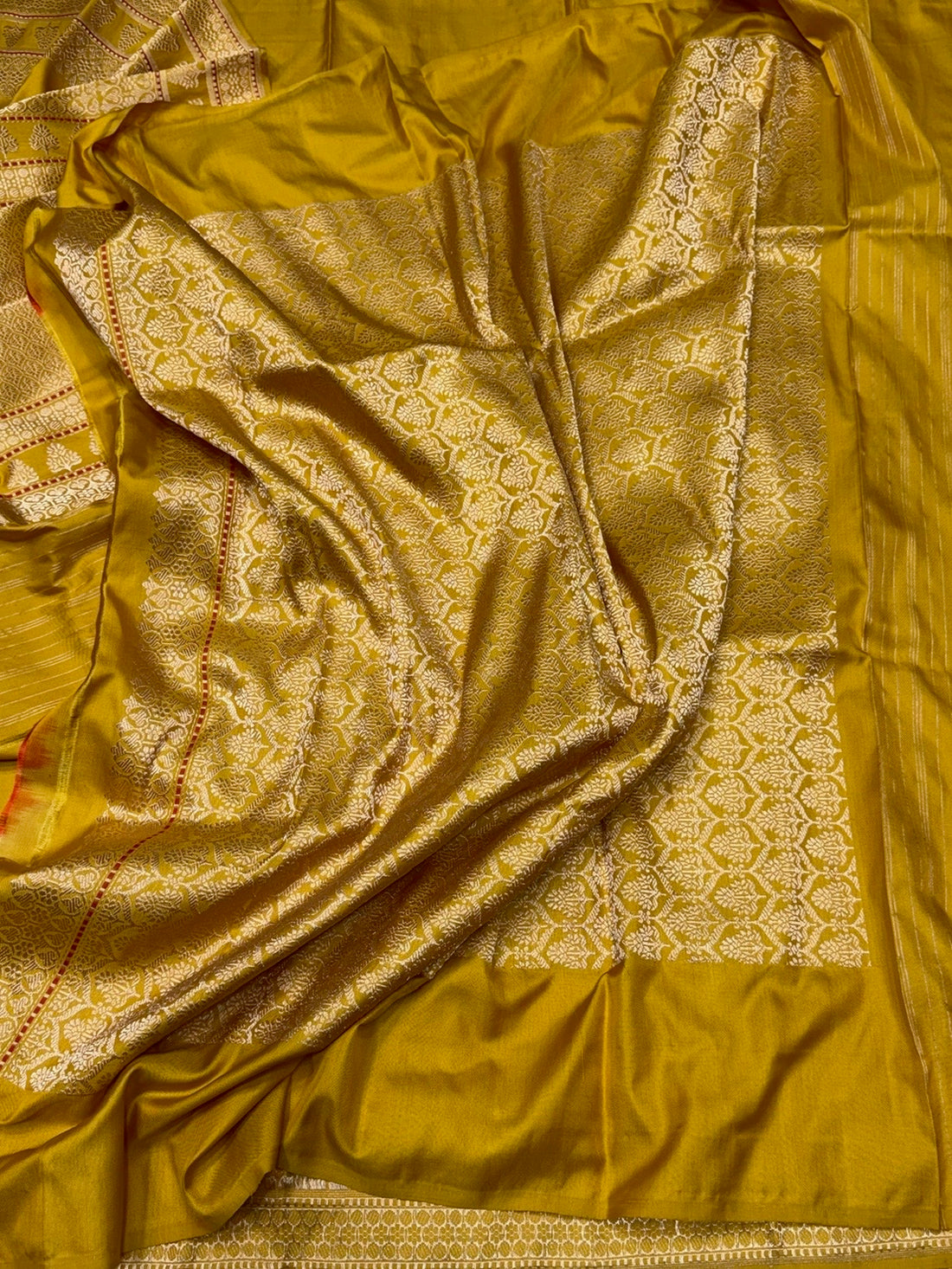 Mustard Yellow Handwoven Pure Banarasi Ektara Silk Saree