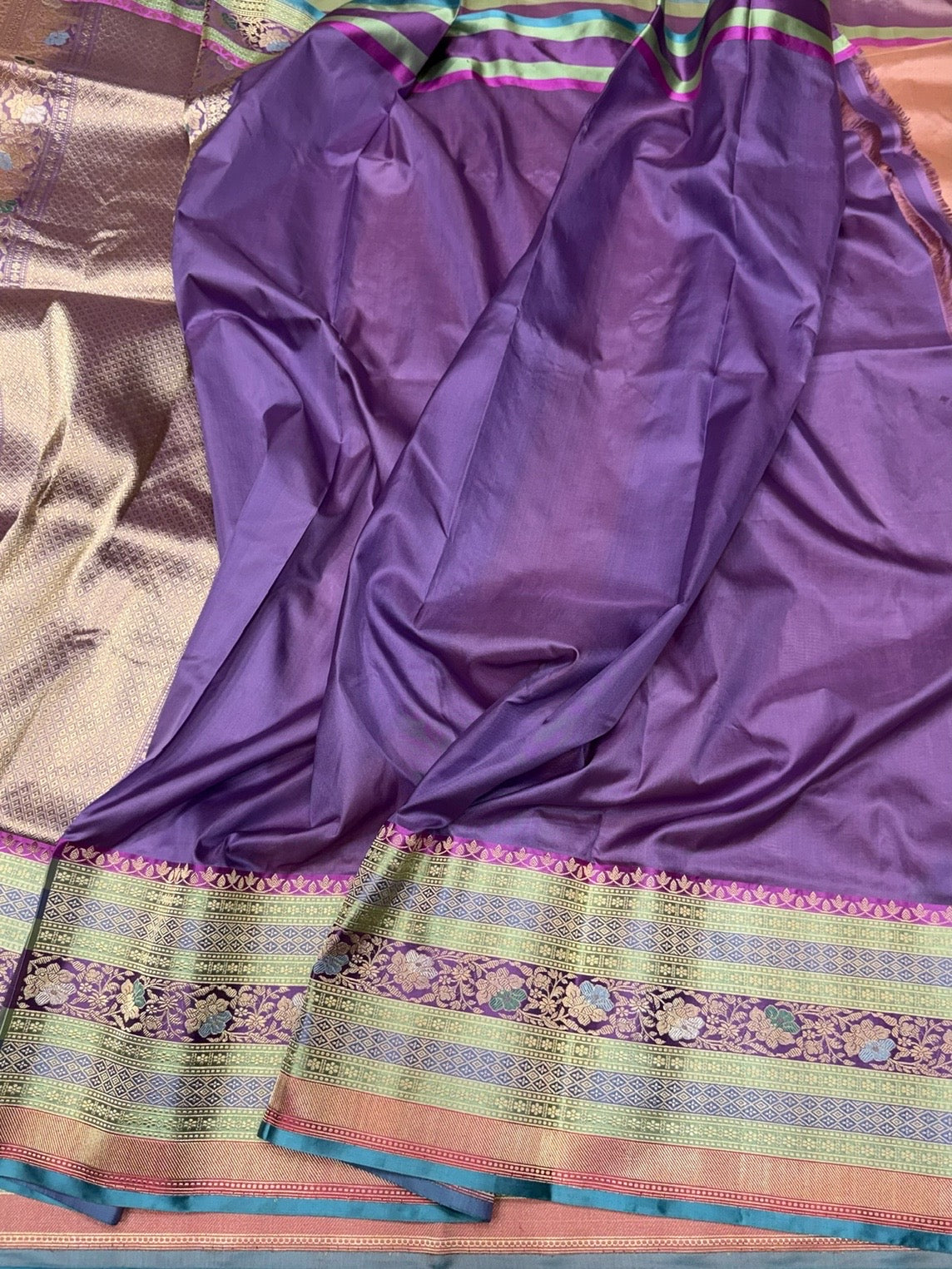 Peach Handwoven Pure Banarasi Silk Saree