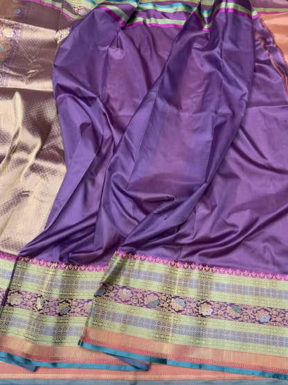 Peach Handwoven Pure Banarasi Silk Saree