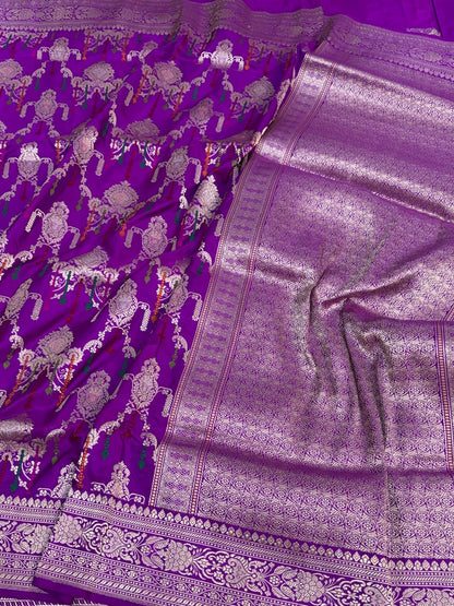 Magenta Pink Handwoven Pure Banarasi Silk Saree