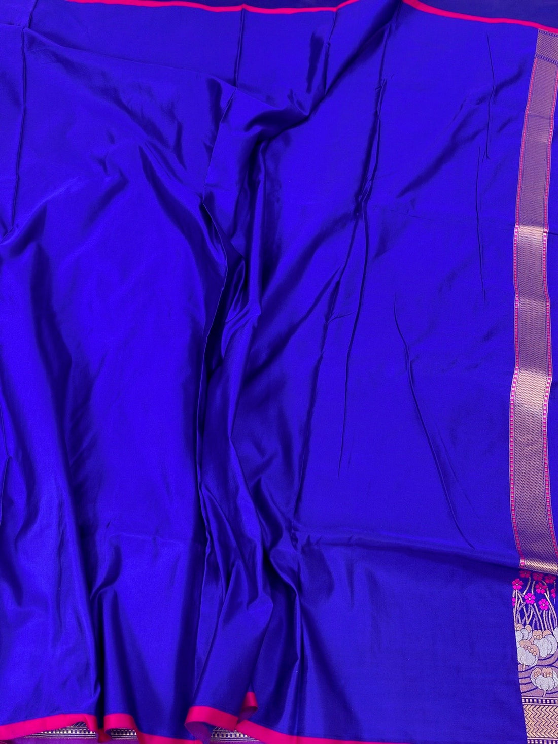 Royal Blue Handwoven Pure Banarasi Satin Silk Saree