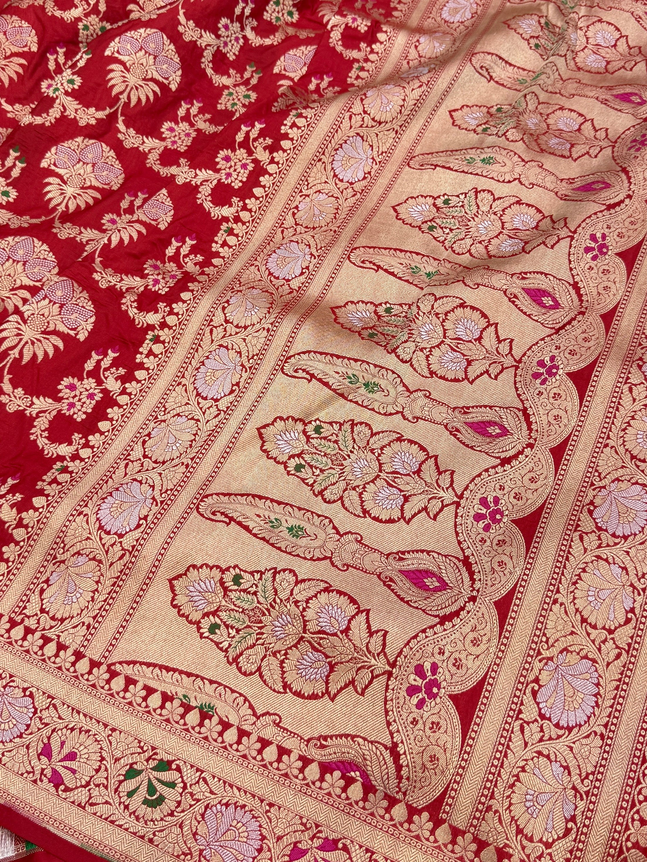 Banarasi Minakari Pure Katan Silk Saree | Pure Silk | Minakari Work | Cutwork Technique | Banarasi Katan Silk Saree