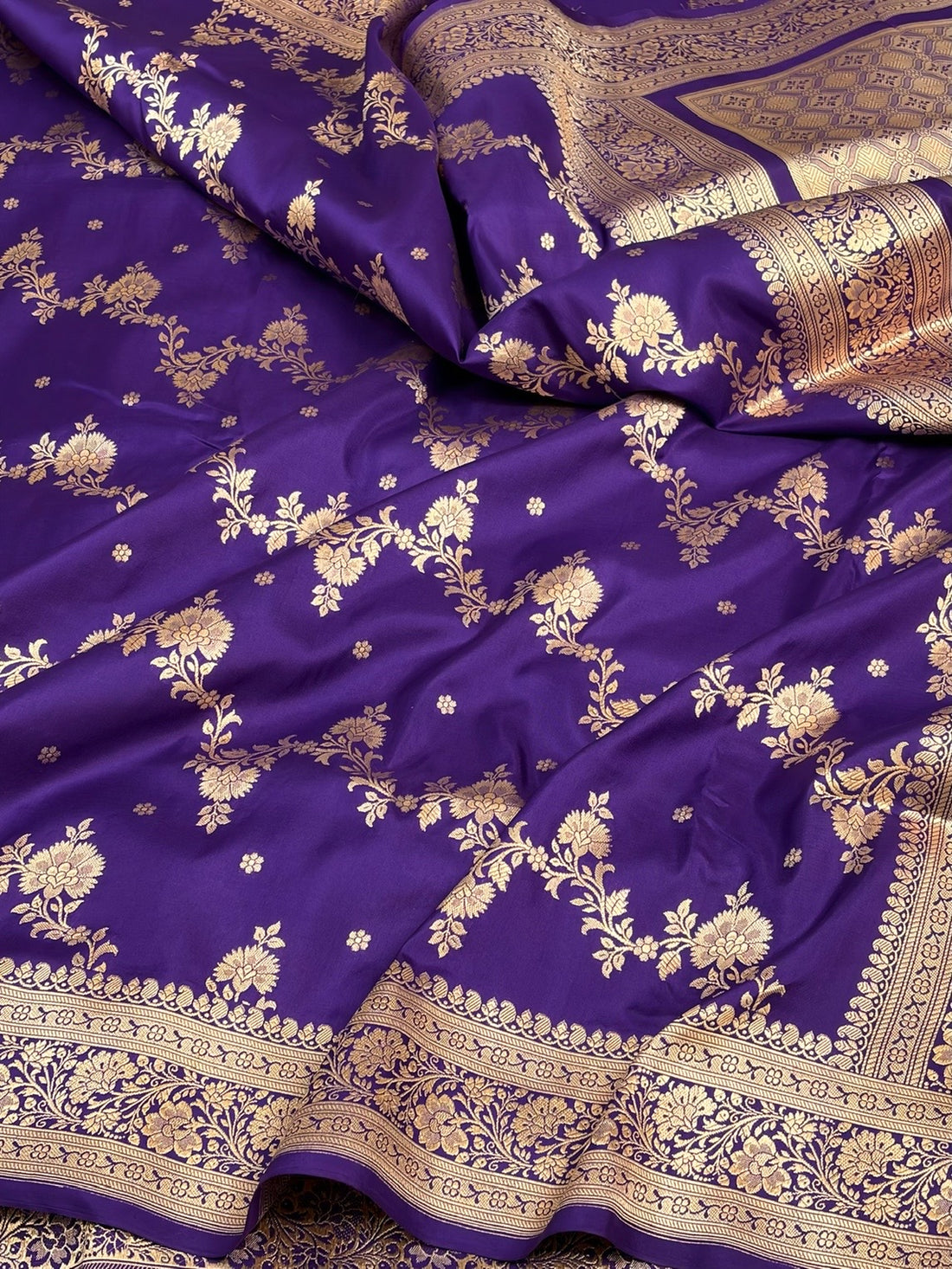 Purple Banarasi Pure Katan Silk Saree