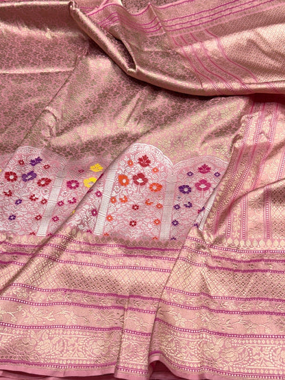 Gajiri Pink Handwoven Pure Banarasi Silk Saree