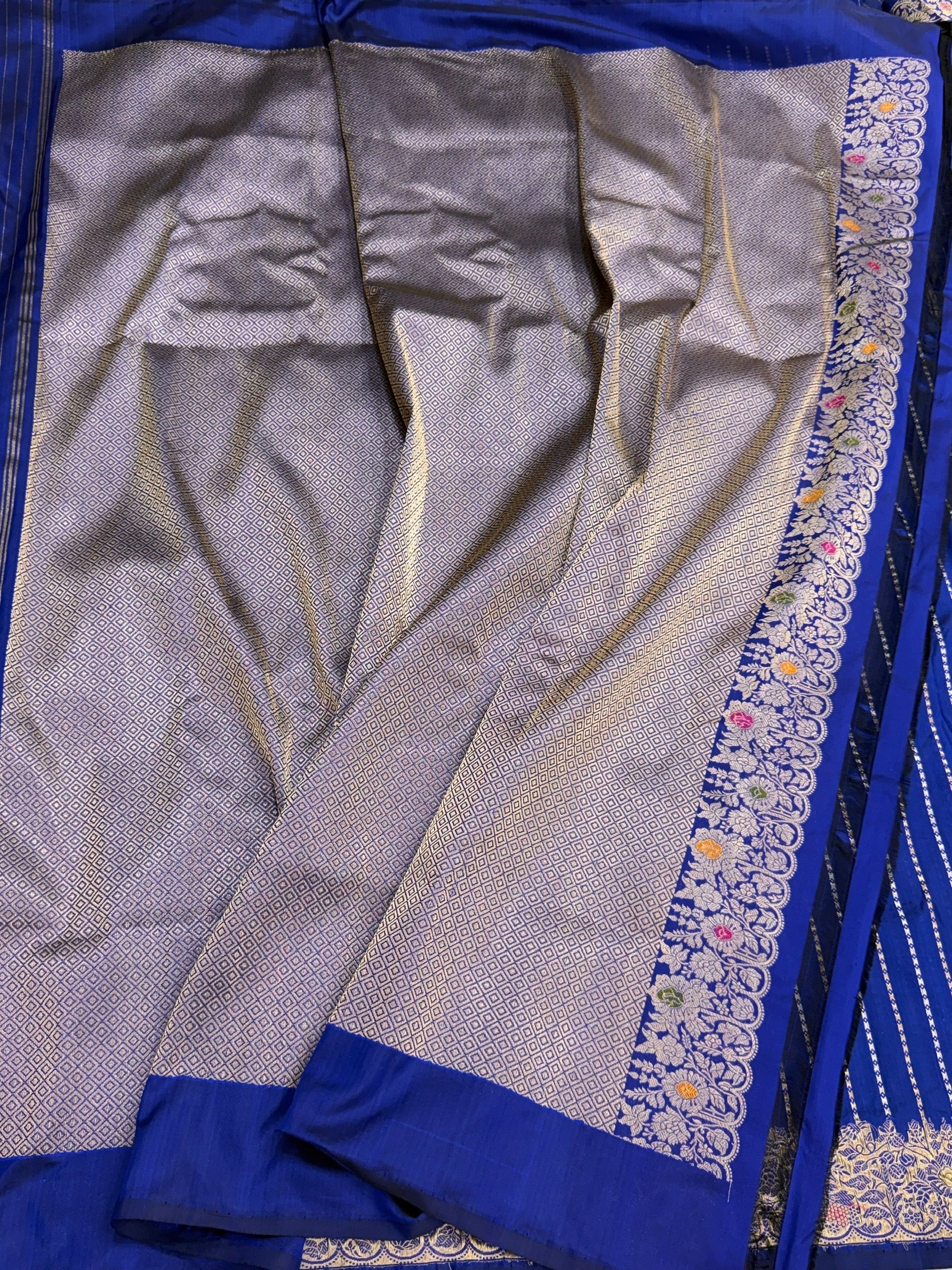 Handwoven Pure Banarasi Silk Saree – Kadwa Weave in 100% Katan Mulberry Silk